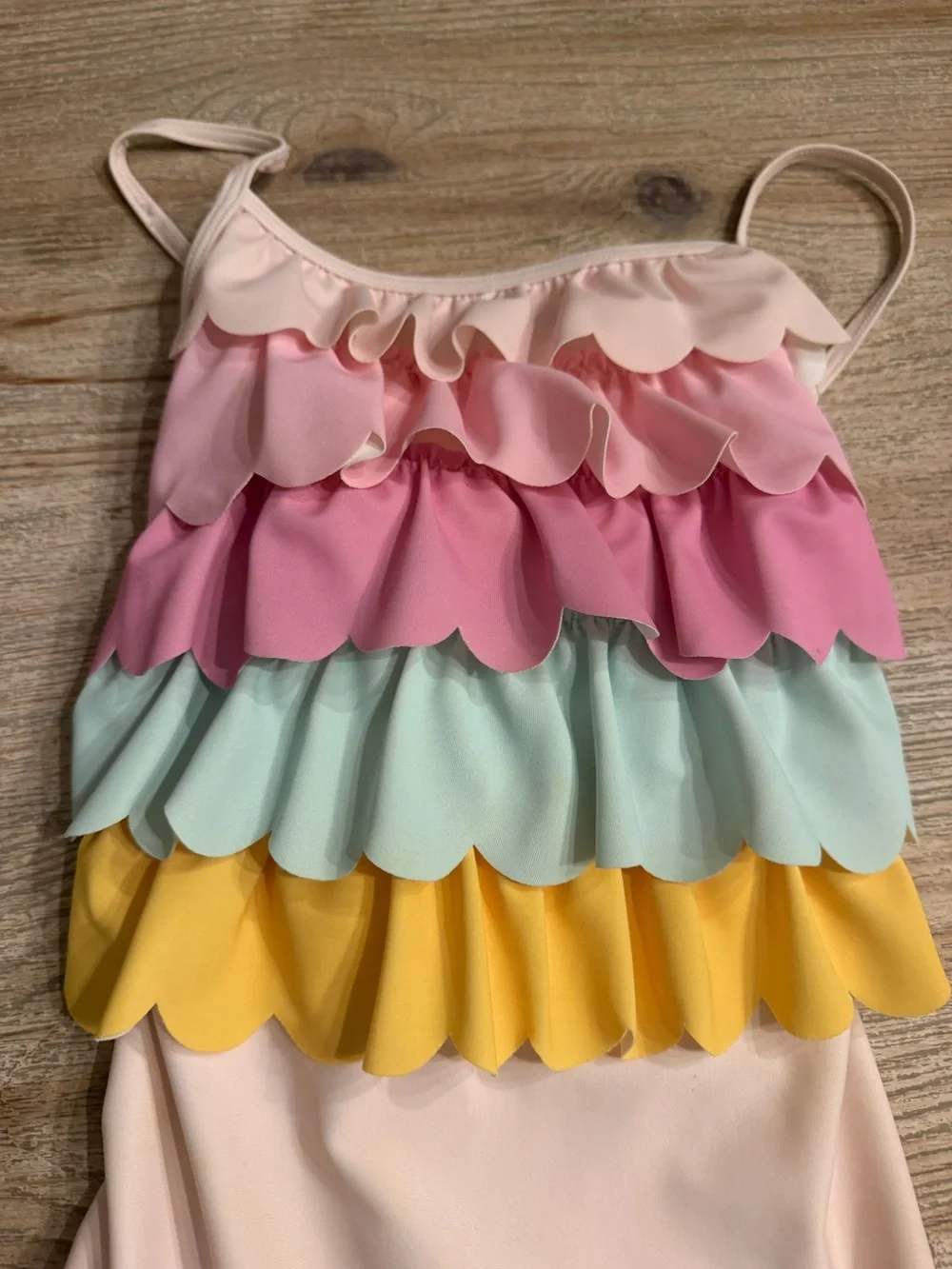 Tutu Du Monde Pastel Rainbow Ruffle One-Piece Swimsuit - Pink